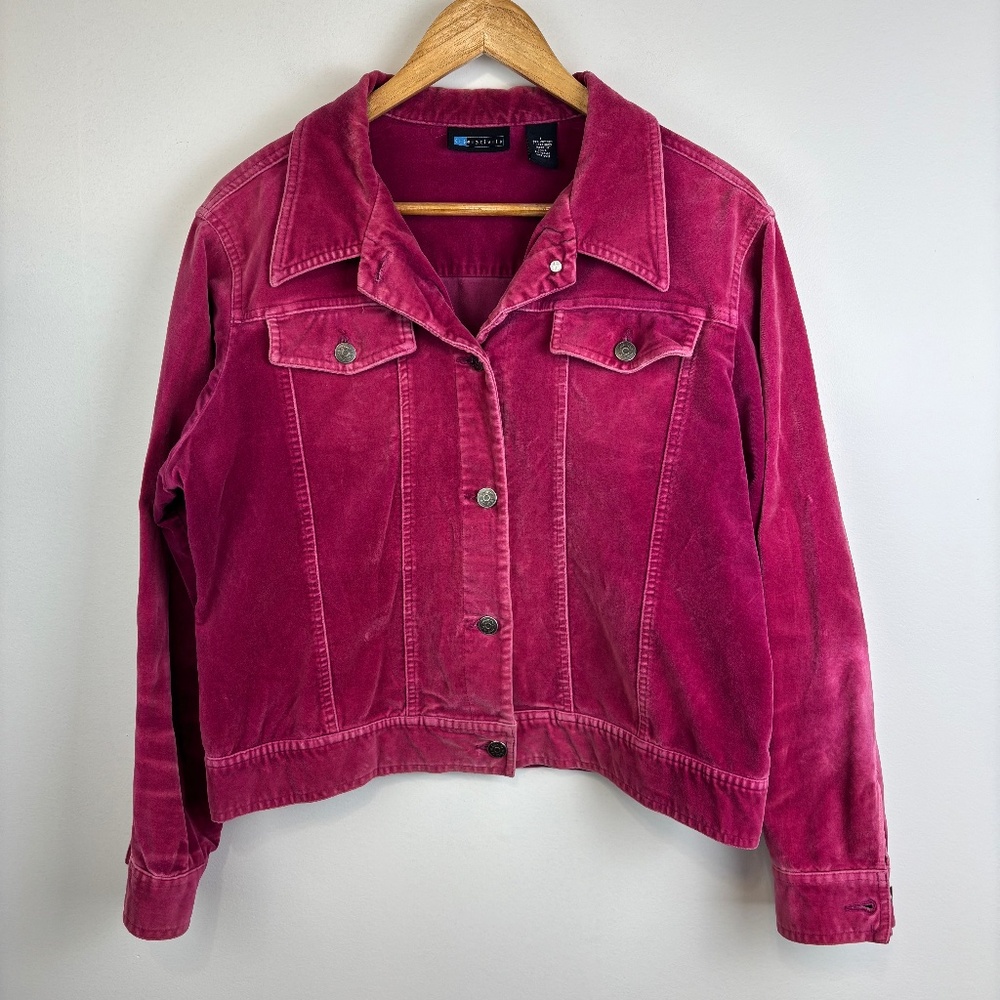 Relativity Soft Textured Y2K Trucker Style Jacket Fuchsia